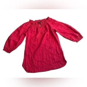 Lauren by Ralph Lauren Embroidered Linen Top - 3/4 Sleeve - Size Medium - Pink